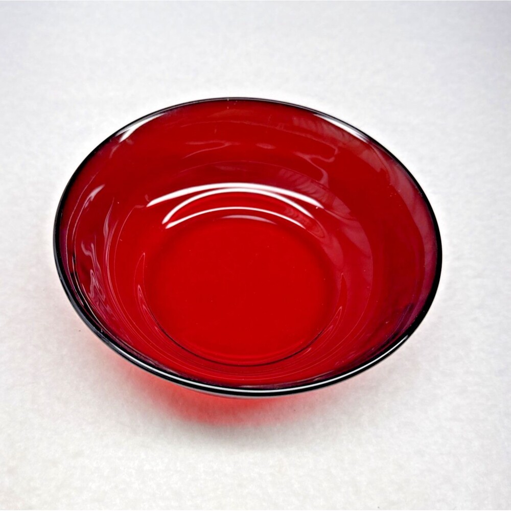 Arcoroc France Ruby Red Glass Cereal Bowl 5 7/8" Replacement Vintage